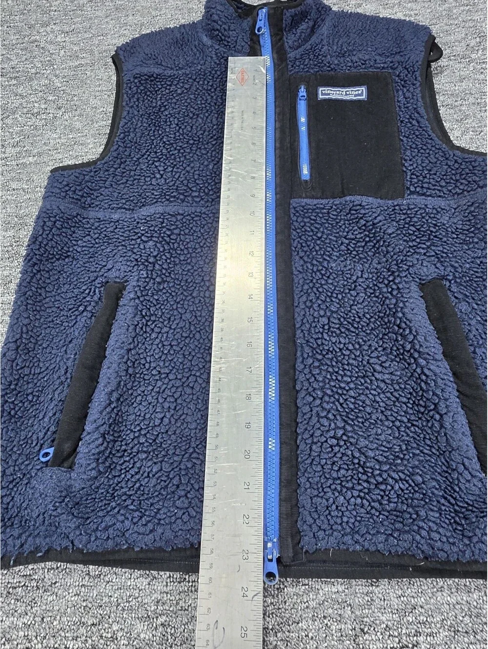 Vineyard Vines SuperShep Men's Vest Blue Full Zip Stand-Up Collar Pockets M
